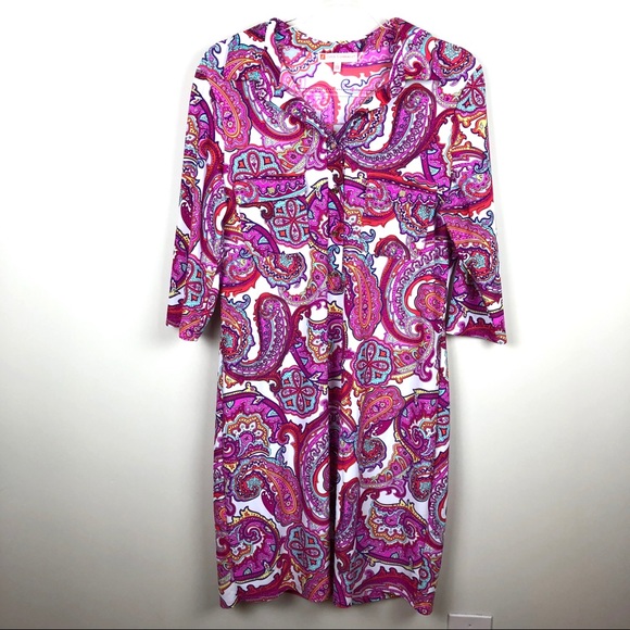 Jude Connally Sloan Paisley Collared Shirt Dress L